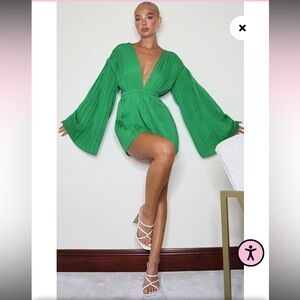Red Plunge Pleated Romper- Size 4